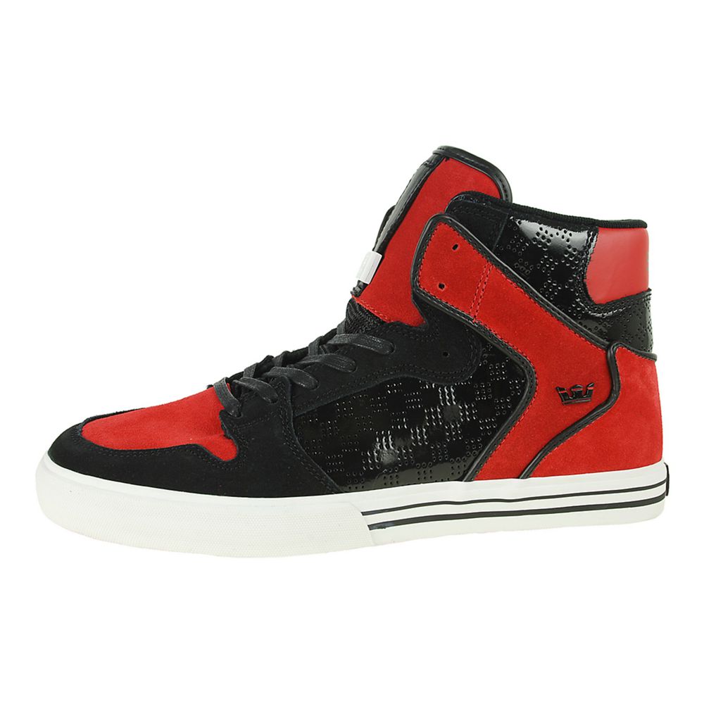 Baskets Montantes Supra Vaider Noir Rouge Black/Red-Suede Homme | AXD-38179030